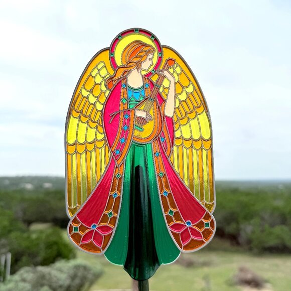 Vintage 1979 Hallmark Acrylic Stained Glass Angel Christmas Tree Topper - Picture 1 of 10